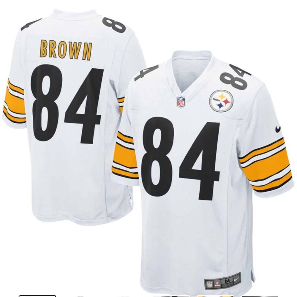 NWT!! NFL NIKE Pittsburgh Steelers Antonio Brown White Game Day Jersey